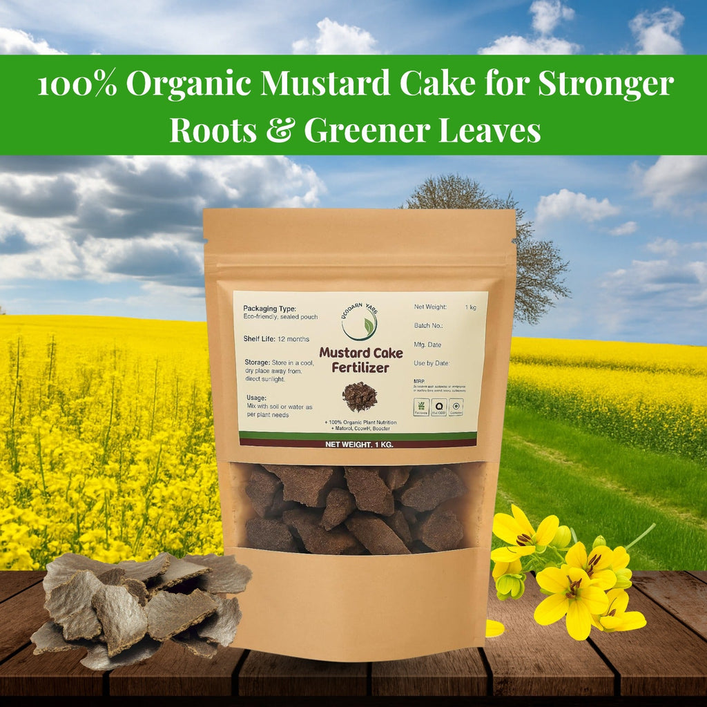 Mustard Cake Fertilizer, 1kg Pack , Organic Plant Food and Soil Conditioner for Garden Plants - Vermicompost by Ecoban