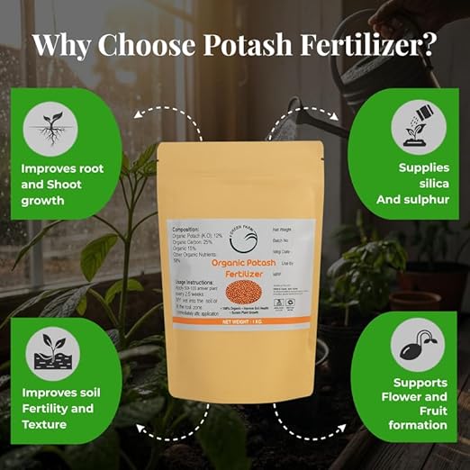 Organic Potash Fertilizer, 1KG, Plant Growth Booster for Roots, Fruits and Flowers, Soil Conditioner Pack of 1 - Vermicompost by Ecoban