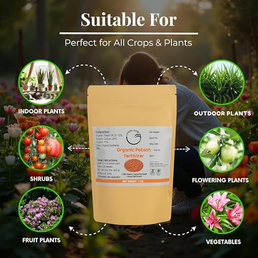 Organic Potash Fertilizer, 1KG, Plant Growth Booster for Roots, Fruits and Flowers, Soil Conditioner Pack of 1 - Vermicompost by Ecoban